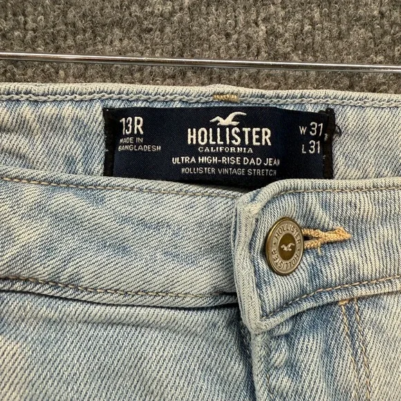 Hollister Jeans Womens 31 Blue Patchwork Ultra High Rise Wide Leg Dad Jean 90s - Picture 5 of 9